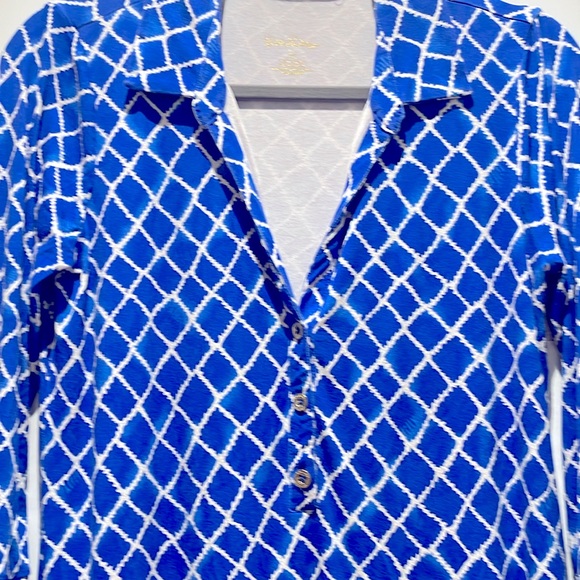 Lilly Pulitzer | UPF 50+ Ansley Polo Dress | Blue Grotto Tide Up | Sz M - Picture 3 of 5